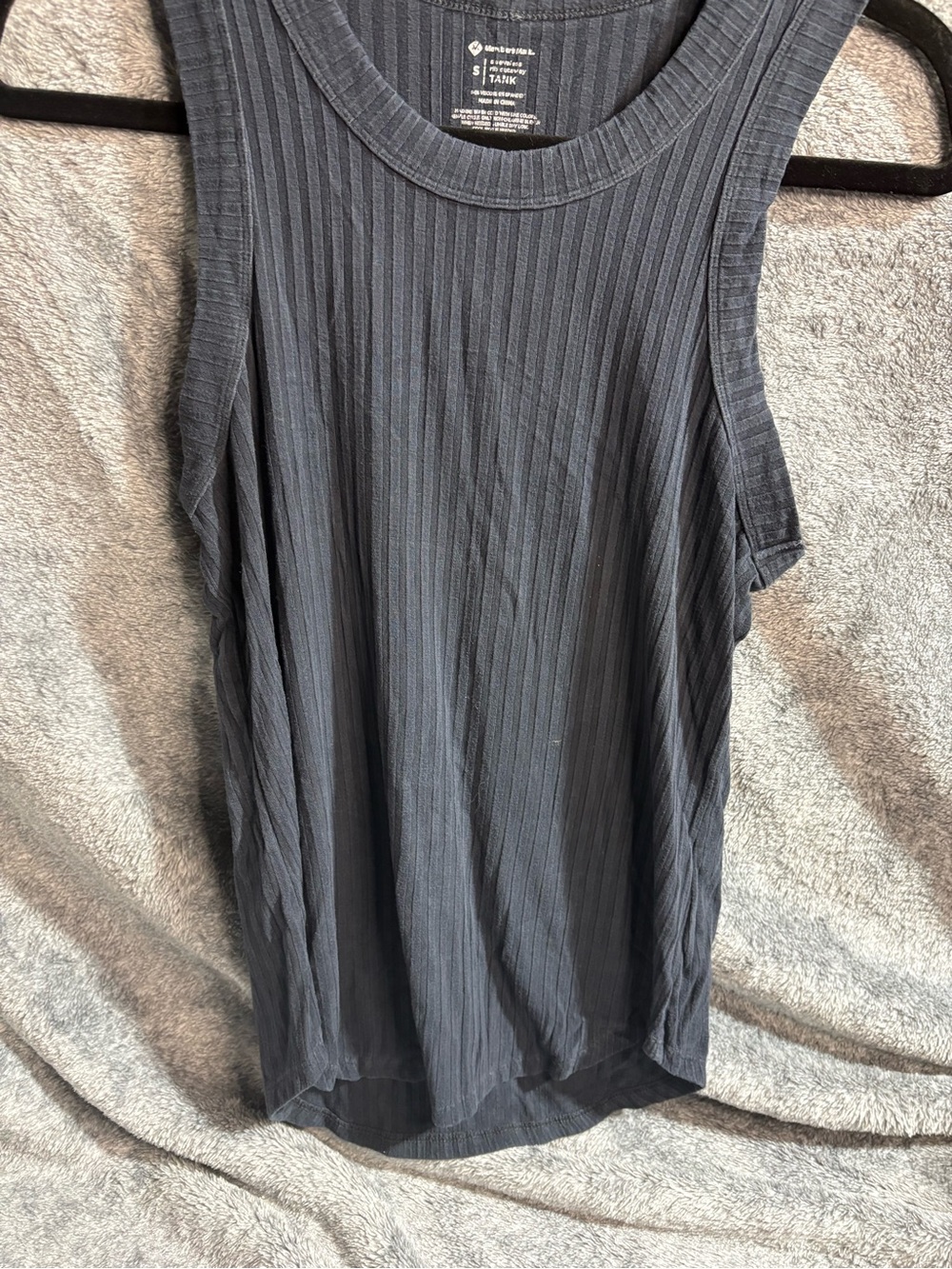 Women's Ribbed Charcoal Tank Top - Lightweight Sleeveless Tee